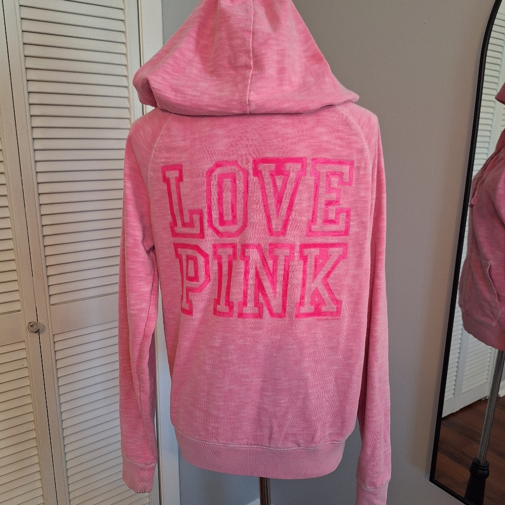 Victoria's secret PINK love pink hoodie jacket sz SP *C6 - Picture 3 of 7